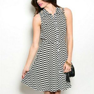 Black & White Zigzag Chevron Mini Dress